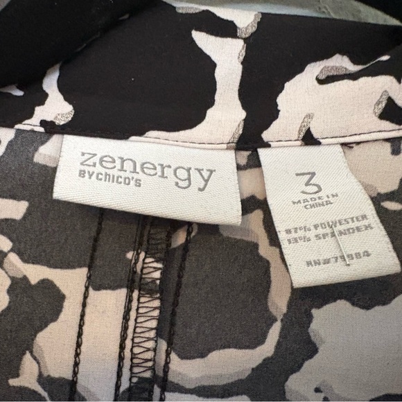 Chico's Black and White Patterned Button Down Shirt - Picture 2 of 2